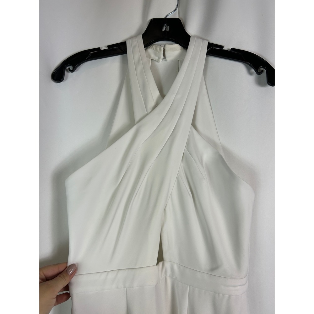 BCBGMAXAZRIA Josselyn White Bridal Jumpsuit Halter Wide Leg Reception Outfit 4 - Picture 2 of 14